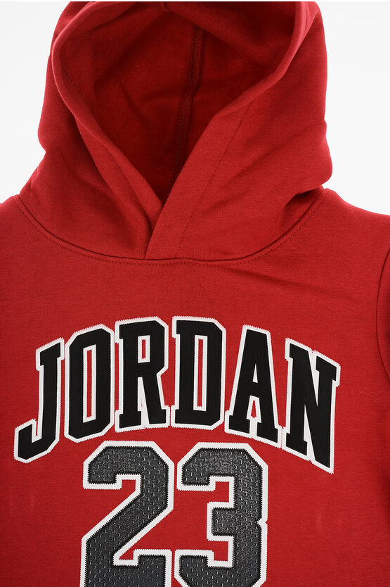 AIR JORDAN Set Felpa Hoodie e Joggers in Cotone Felpato con Logo Stampato
