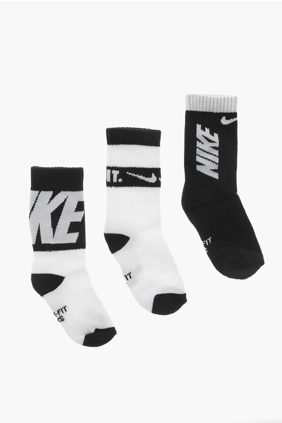 Shop Nike Air Jordan Set Of 3 Dri-fit Socks With Contrasting Logo