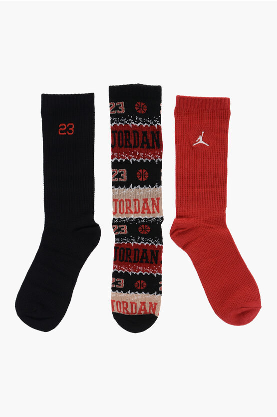 AIR JORDAN Set Of 3 Pairs Of Long Embroidered Socks