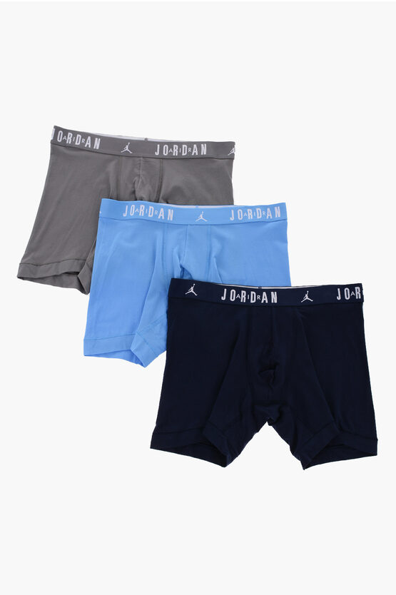 Shop Nike Air Jordan Set Of 3 Stretch Cotton Boxer With Logoed Elastic