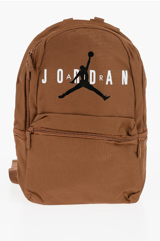 Nike Air Jordan Solid Colour Backpack With Printed Logo In Brown
