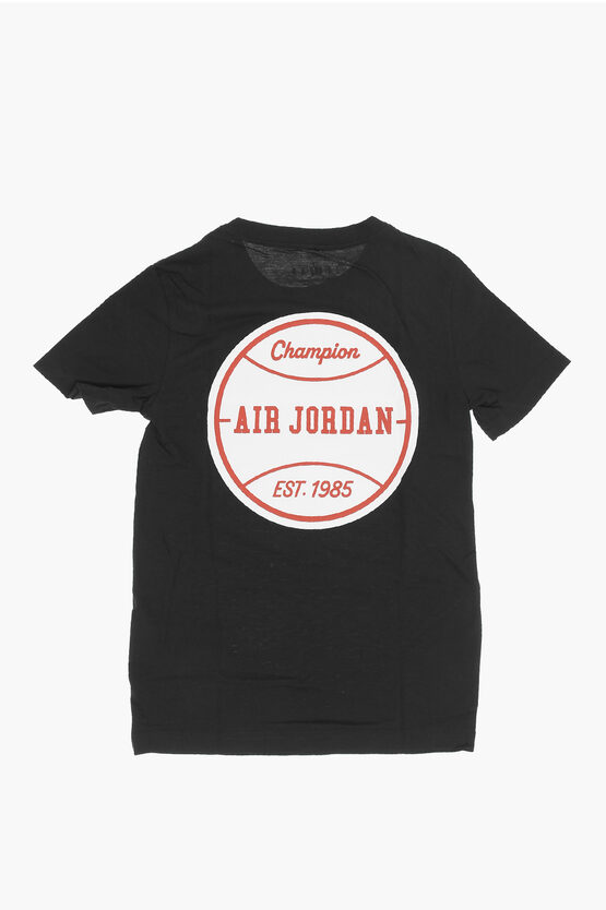 AIR JORDAN Solid Color CHAMPION Crew-Neck T-shirt