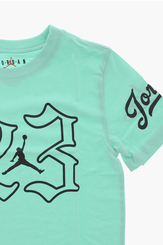 AIR JORDAN Solid Color Crew-neck T-Shirt with Front Print