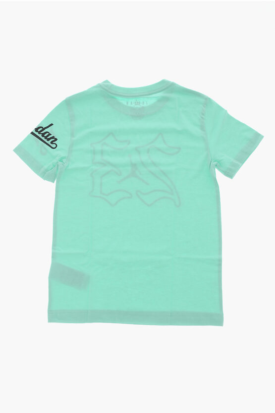 AIR JORDAN Solid Color Crew-neck T-Shirt with Front Print