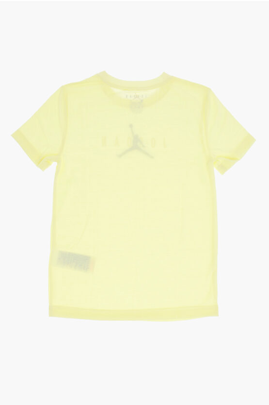 AIR JORDAN Solid Color Crew-neck T-Shirt with Printed Logo