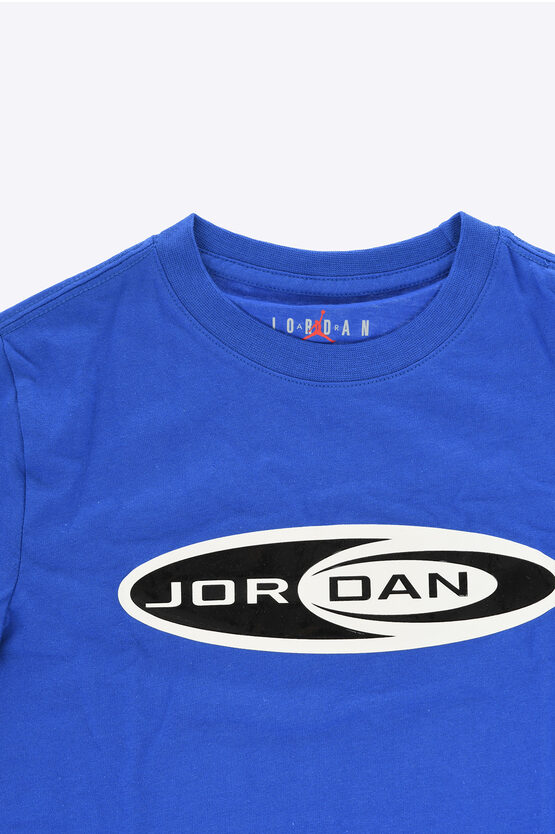 AIR JORDAN Solid Color Crew-neck T-Shirt with Printed Logo