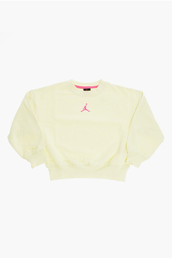 Nike Air Jordan Solid Color Fleeced-cotton Blend Icon Play Crew-n In Yellow