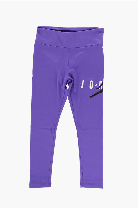 Nike Air Jordan Solid Color Leggings With Printed Logo In Purple