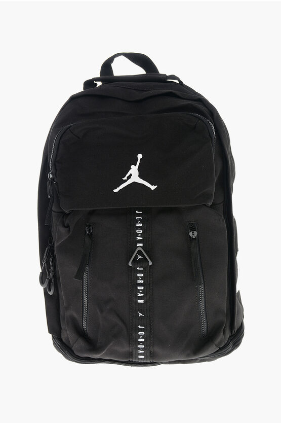 Nike Air Jordan Solid Color Sport Backpack With Frontal Logo In Black
