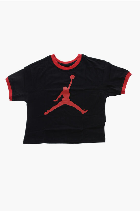 Nike Air Jordan Two-tone Crew-neck T-shirt In Black