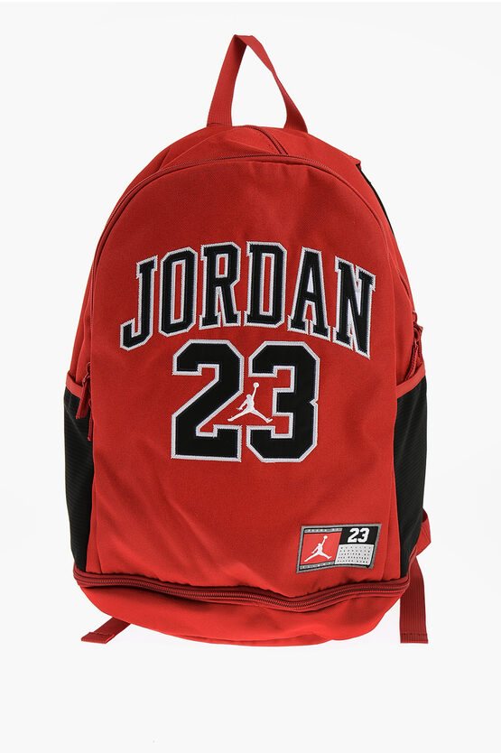 Nike Air Jordan Water Resistant Backpack With Contrasting Logo In Red