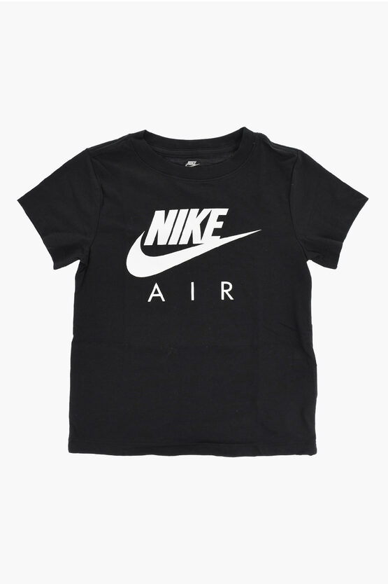 Nike Air Solid Color Crew-neck T-shirt With Contrasting Logo In Black
