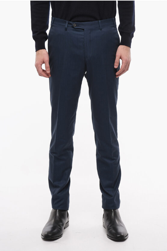 Corneliani Airline Stripe Cotton Academy Pants In Blue