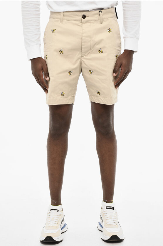 Dsquared2 All-over Embroidered Cotton Twill Cargo Shorts