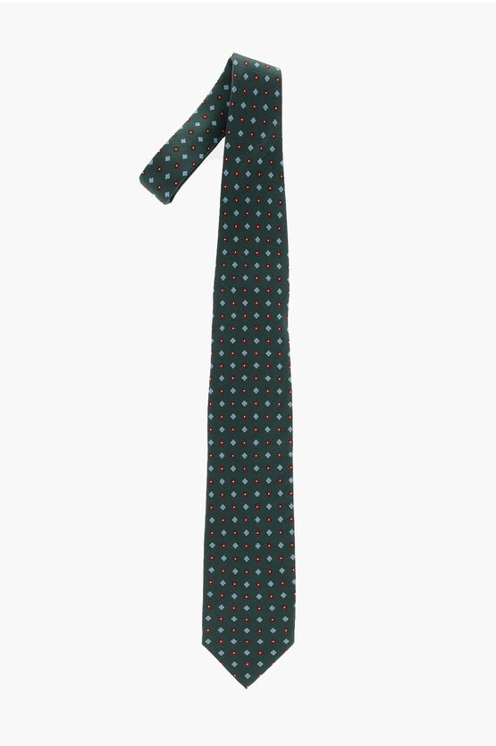 Marzullo All-over Flowers Embroidered Silk Tie In Green