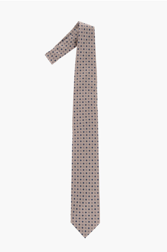 Marzullo All-over Flowers Embroidered Silk Tie In Brown