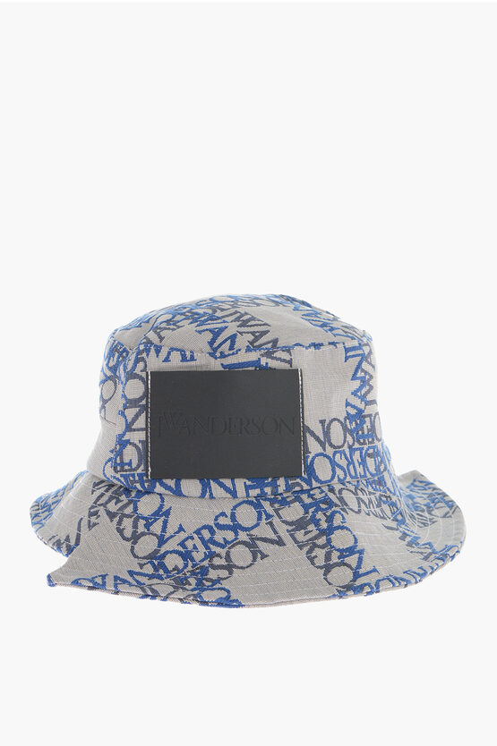 Shop Jw Anderson All-over Logo Asymetrical Cut Bucket Hat