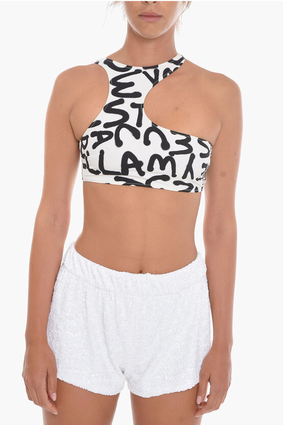 Stella Mccartney All-over Logo Bikini Top In White