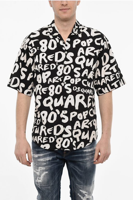 Shop Dsquared2 All-over Logo Cotton Shirt