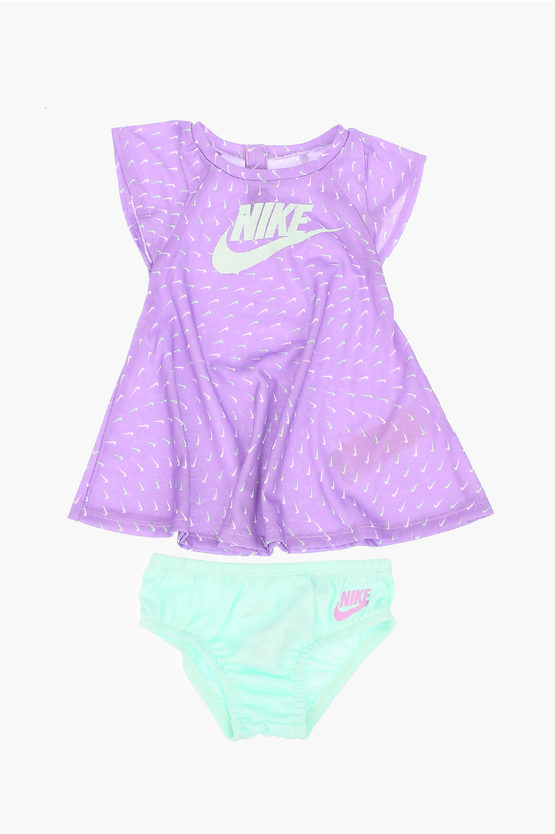Nike Babies' All Over Logo Dress Set In Purple
