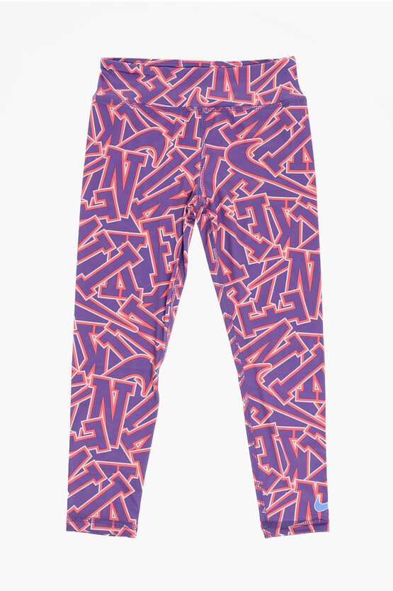 Nike All-over Logo Join The Club Leggings In Purple