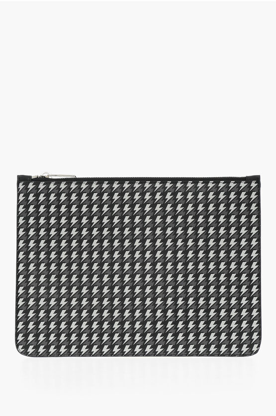 Shop Neil Barrett All-over Logo Leather Pouch