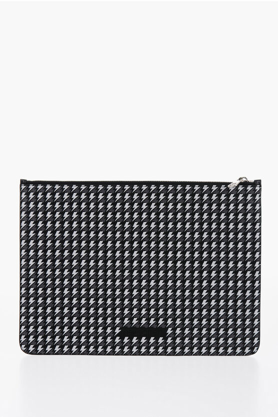 Shop Neil Barrett All-over Logo Leather Pouch