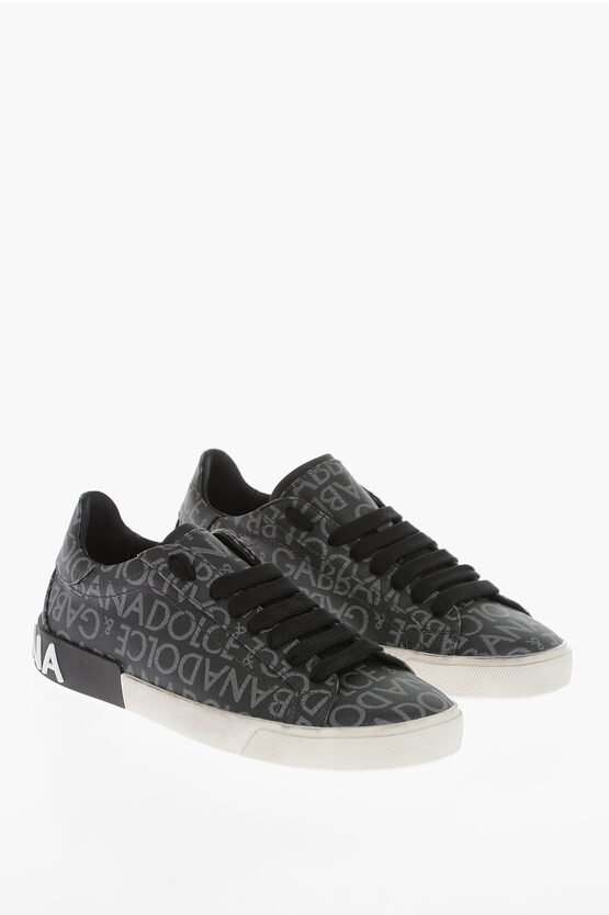 Shop Dolce & Gabbana All-over Logo Print Portofino Sneakers