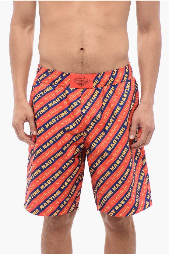 Shop Martine Rose All-over Logoed Swim Shorts