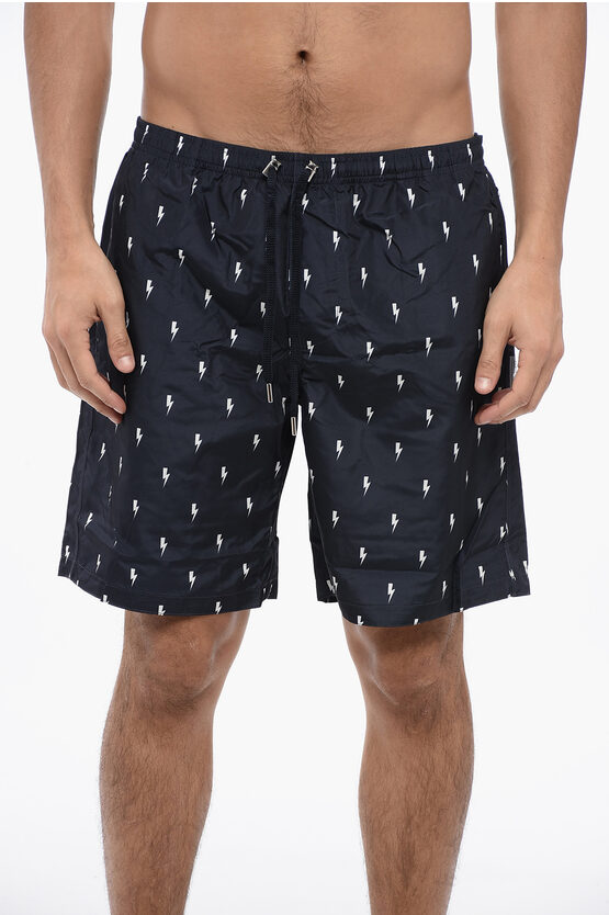 Neil Barrett All Over Thunderbolt Printed Swim Shorts