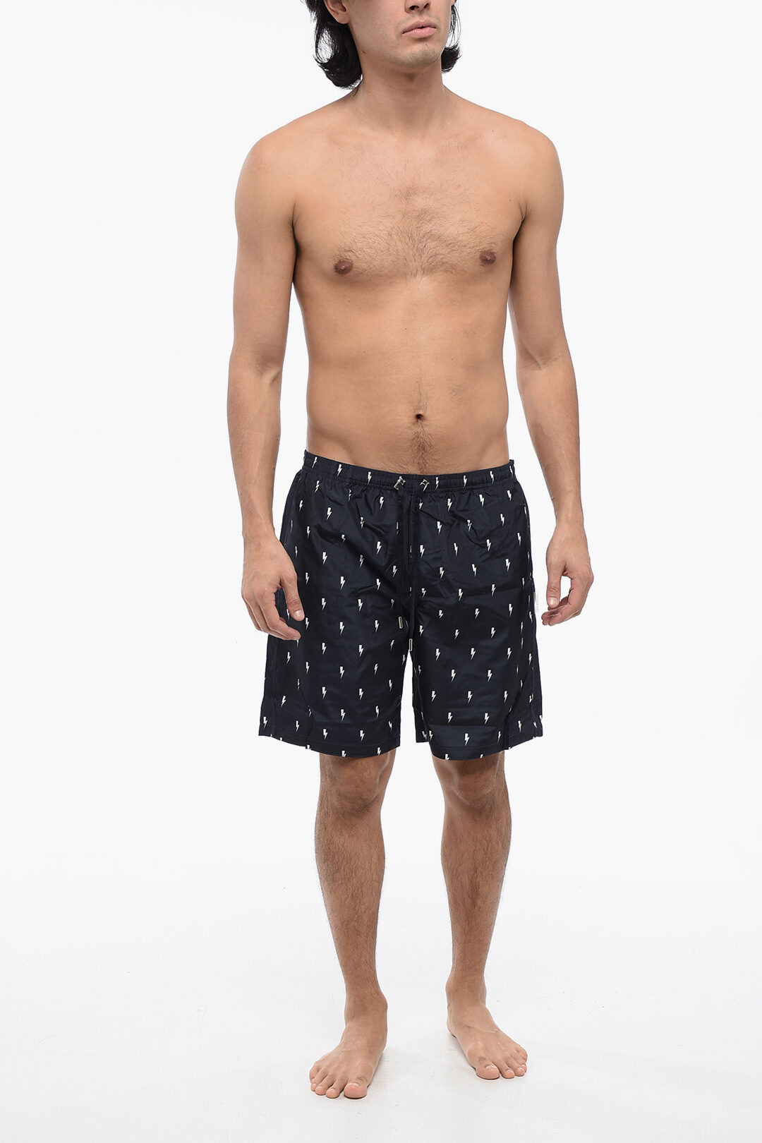 Neil Barrett ALL-OVER MICRO BOLTS SWIM LONG SHORTS men