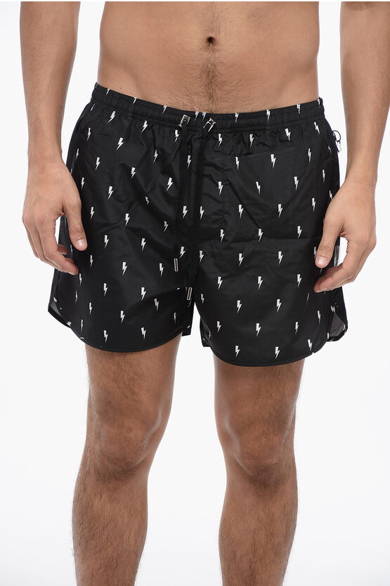 Neil Barrett All Over Thunderbolt Printed Swim Shorts