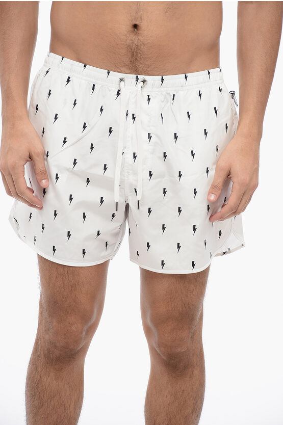 NEIL BARRETT ALL-OVER MICRO BOLTS SWIM SHORTS 