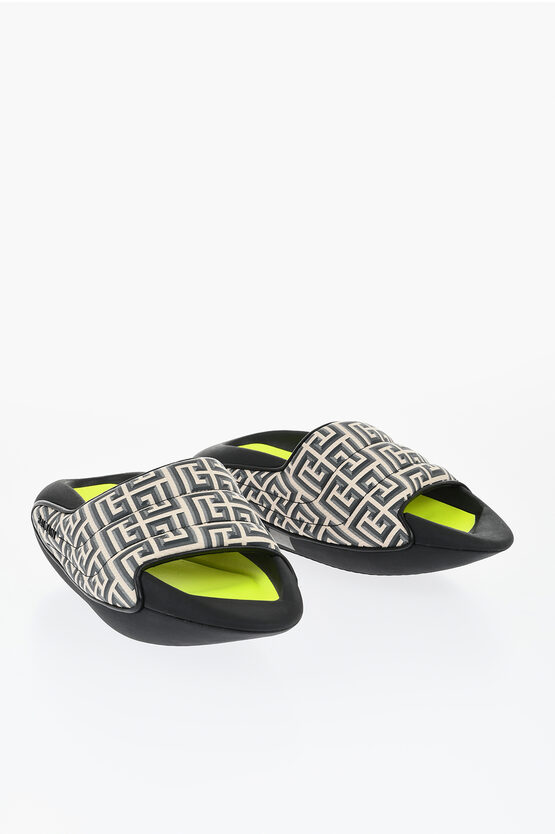 Balmain All-over Monogram B-it Sandals With Chunky Sole In Black