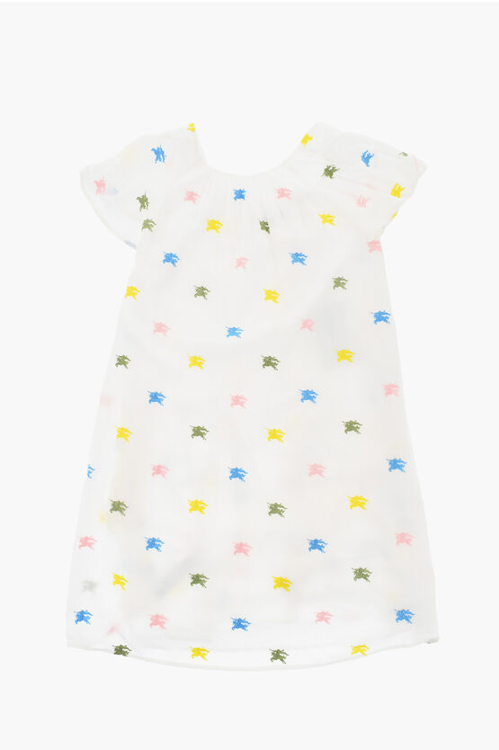 Burberry All-over Monogram Embroidered Flared Danalee Dress In White