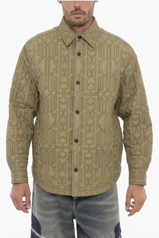 Shop Palm Angels All-over Monogram Quilted Jacket