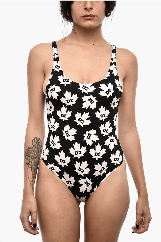 Dsquared2 All-over Monogram Two-tone One Piece Swimsuit Grösse 40