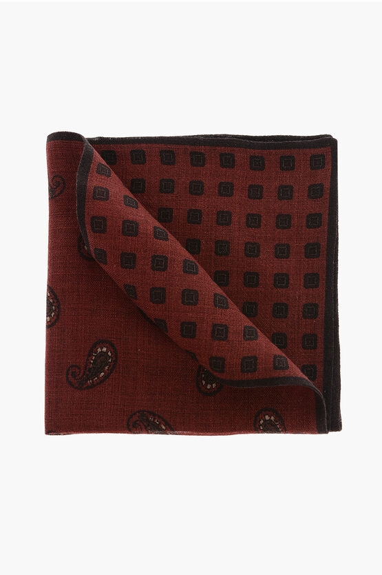 Marzullo All-over Paisley Printed Wool Galla Handkerchief In Brown