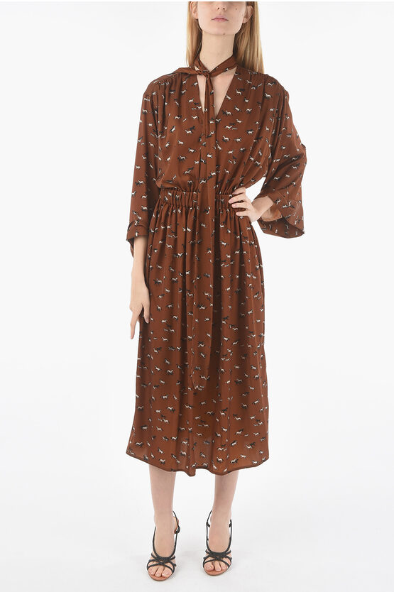 Altea All Over Printed Ambra Maxi Dress In Brown