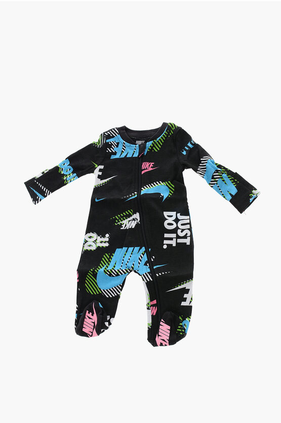 Nike Kids' All-over Printed Logo Active Joy Rompersuit In Black