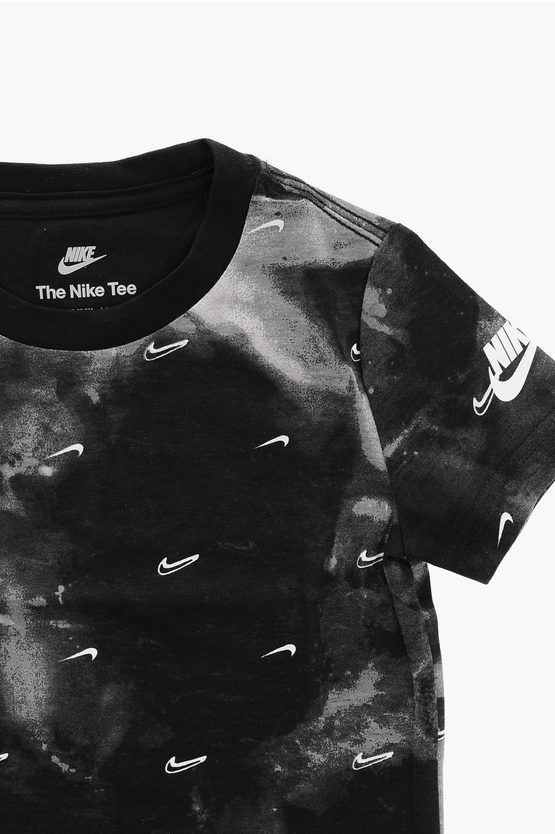 All over Printed Monogram Acid Wash Effect SWOOSH Crew-Neck T-shirt