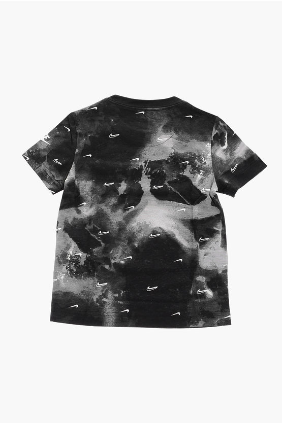 All over Printed Monogram Acid Wash Effect SWOOSH Crew-Neck T-shirt