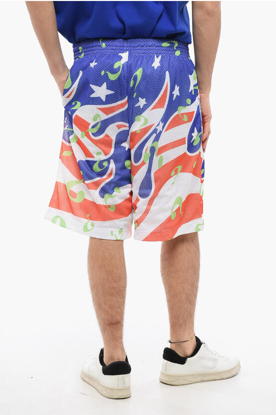 All-Over Printed Perforated Shorts with Drawstring Waist