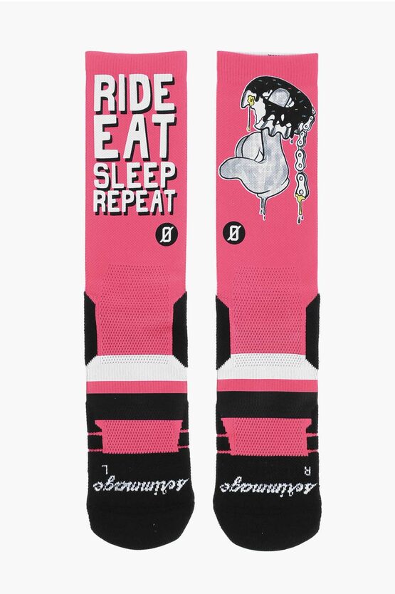 Scrimmage All-over Printed Ride Eat Long Socks In Pink