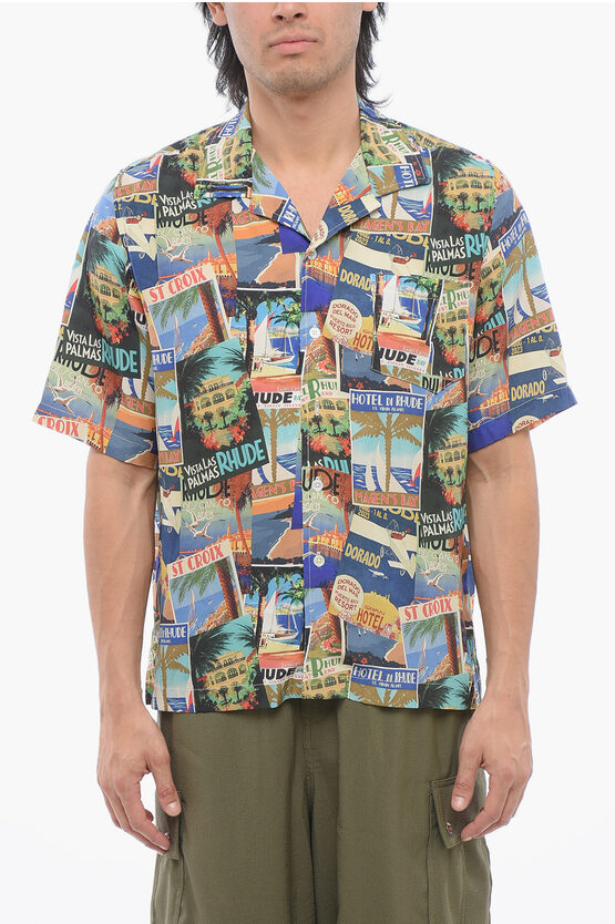 Rhude Graphic Print T-shirt With Patch Pocket In Multicolour