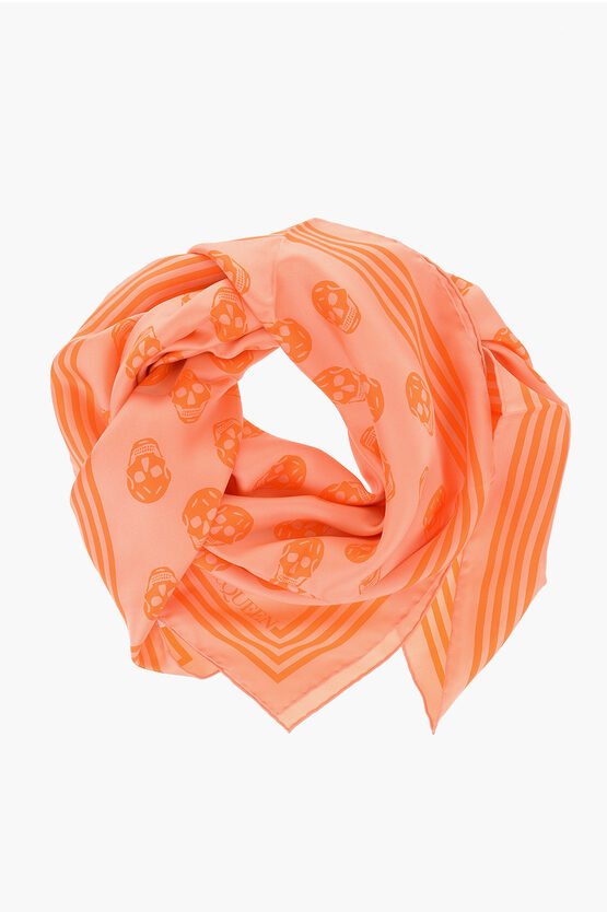 Shop Alexander Mcqueen All-over Printed Skulls Silk Foulard