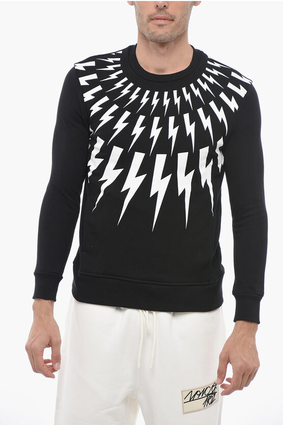 Shop Neil Barrett All-over Printed Slim Fit Crew-neck Sweatshirt
