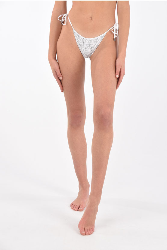 Karl Lagerfeld All Over Printed Tie Side Bikini Bottom In White