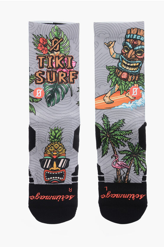Scrimmage All-over Printed Tiki Surf Long Socks In Gray