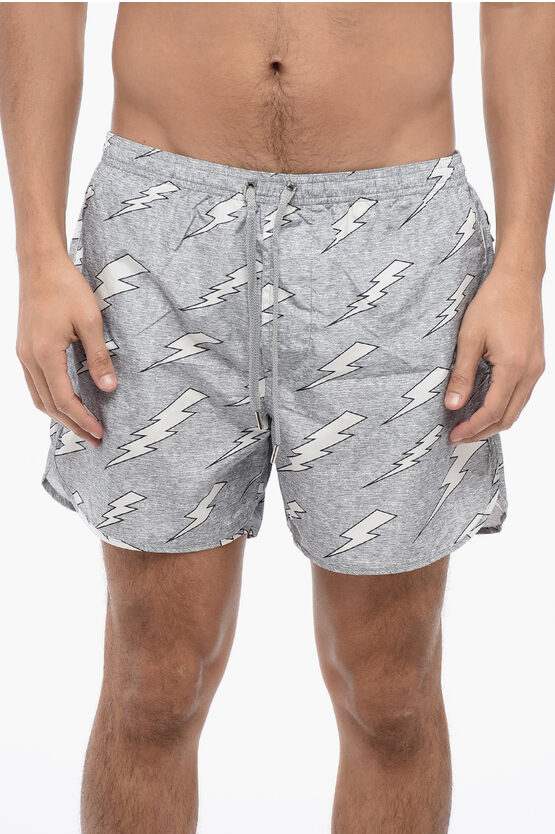 Neil Barrett All-over Rain Bolts Swim Shorts